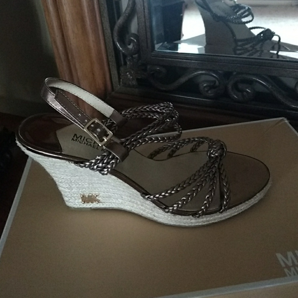 Michael Kors Palm Beach bronze wedge sandals